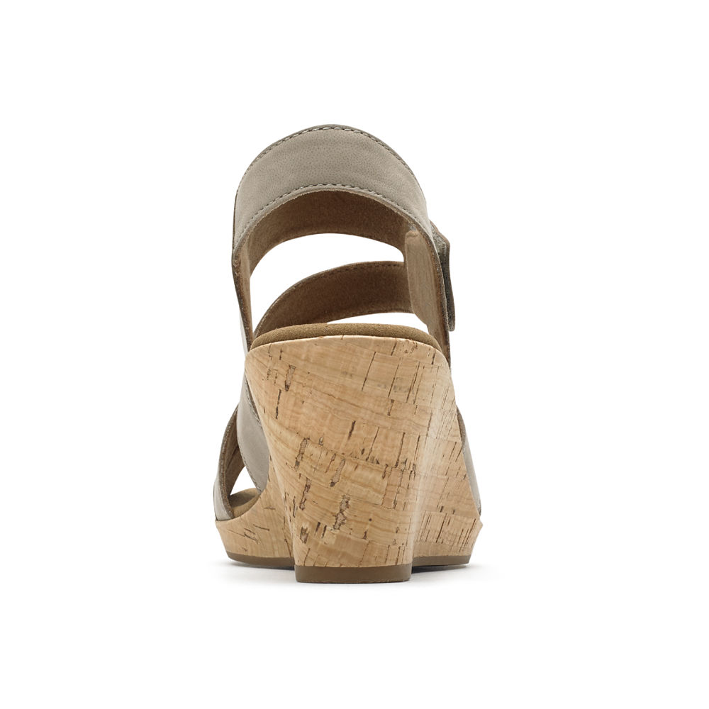 Sandálias Rockport Mulher Cinzentas - Briah Strappy Wedge Comfort - 07561RQCW